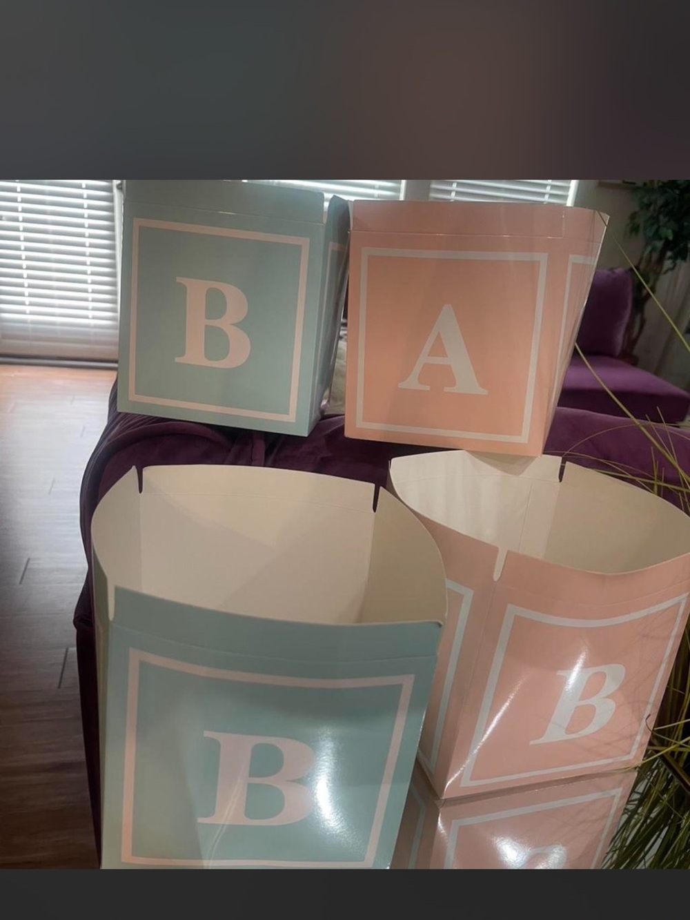 Pastel Blue & Pink Baby Block Storage Bins